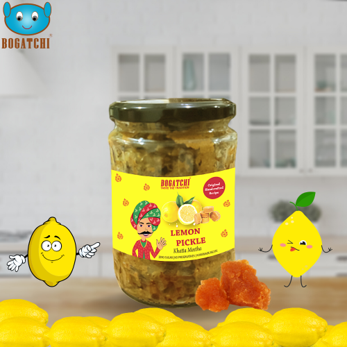 BOGATCHI Lemon Pickle - Khatta Meetha Flavor| Real Taste| Handcrafted Original Pickle | Sweet and Sour | No Preservatives | No Artificial Color | Natural Ingredients | 500g